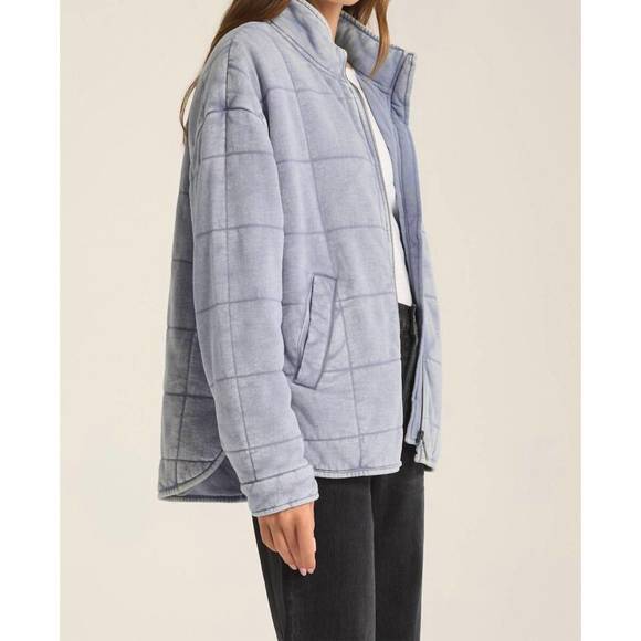 NEW Z SUPPLY bonfire knit denim jacket in washed indigo - Picture 3 of 4